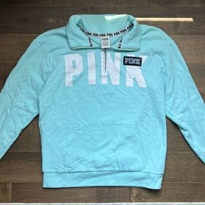 PINK  quarter zip blue sweatshirt